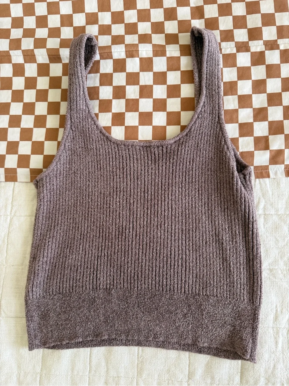 Cozy Ribbed Knit Crop Tank Sweater